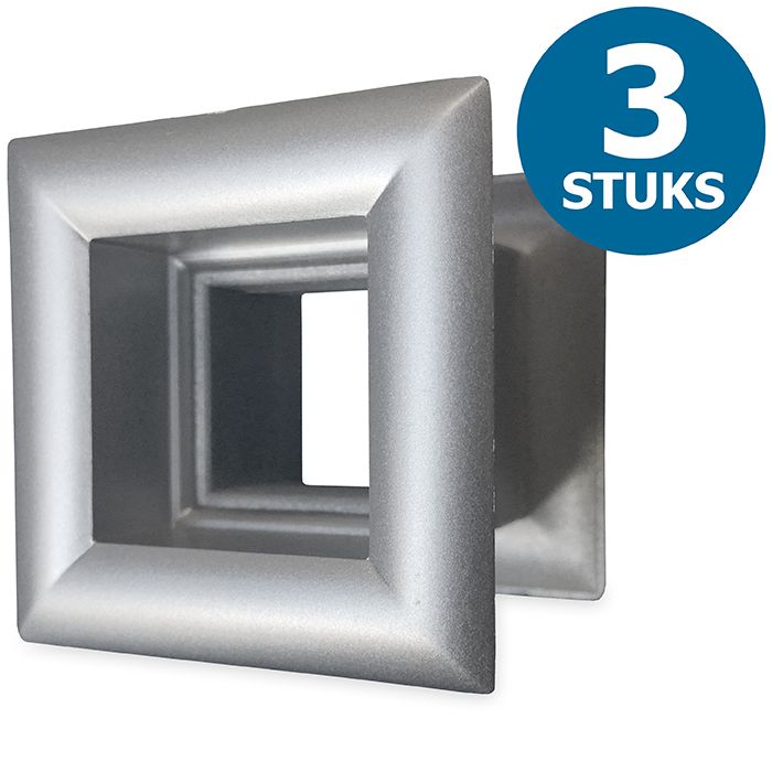 Vierkante deurroosters 29 x 29mm - kunststof metallic grijs - set van 3 stuks