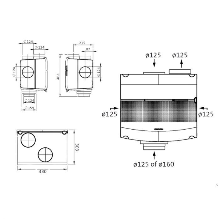 Orcon MVS-15R woonhuisventilator - 550 m3/h - randaarde - geschikt voor RF bediening
