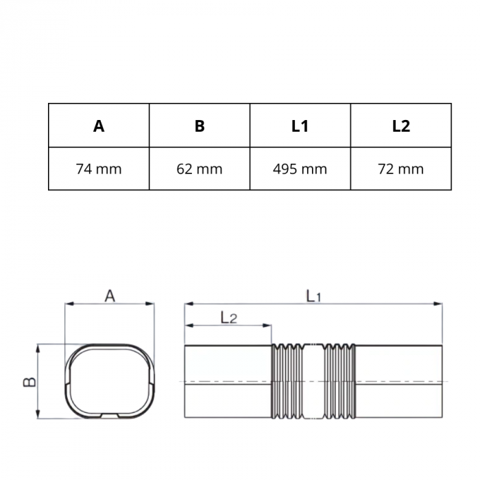 Airco flexibele goot - lengte 500mm - Antraciet