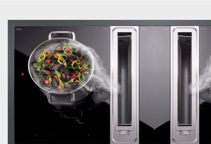 PuriVent DOMINO filter voor kookplaat met ingebouwde afzuiging - 420 m3/h - 220 x 92mm