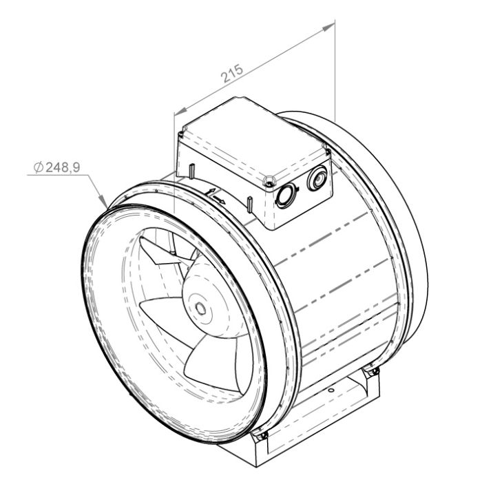 RUCK buisventilator ETAMASTER EM-250 aansluiting 250mm - 3 standen motor