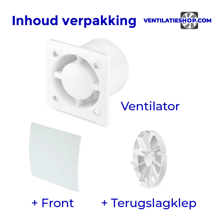 Pro-Design badkamer/toilet ventilator - MET TIMER (KW100T) - Ø100mm - gebogen GLAS - mat wit