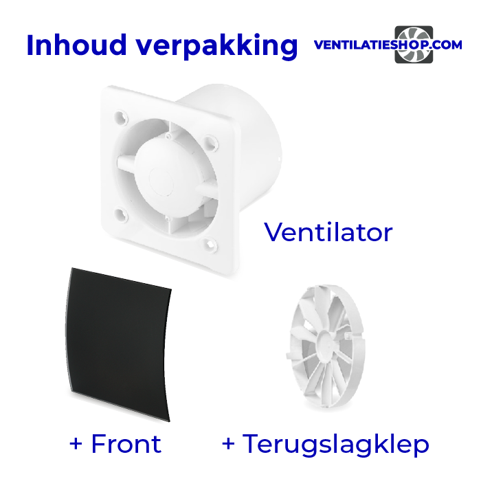 Pro-Design badkamer/toilet ventilator - MET TIMER (KW100T) - Ø100mm - gebogen GLAS - mat zwart