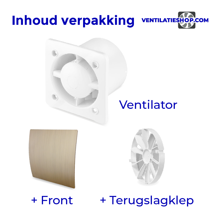 Pro-Design badkamerventilator - TIMER + VOCHTSENSOR (KW125H) - Ø 125mm - kunststof - goud