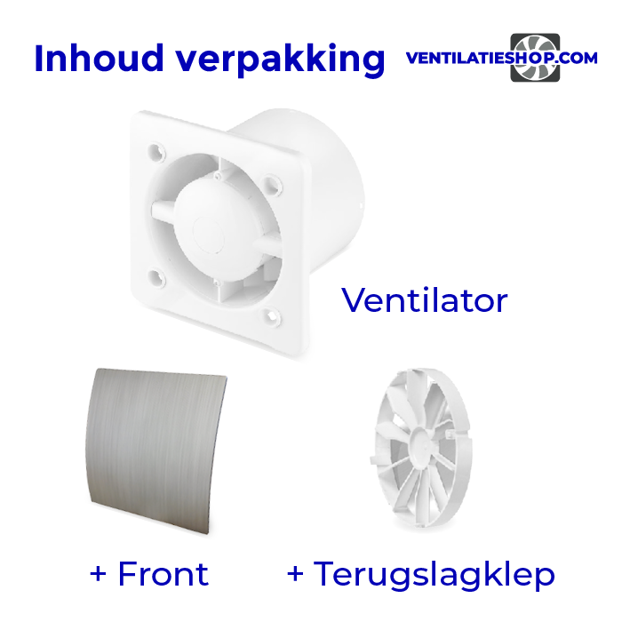 Pro-Design badkamer/toilet ventilator - TREKKOORD (KW125W) - Ø 125mm - kunststof - zilver