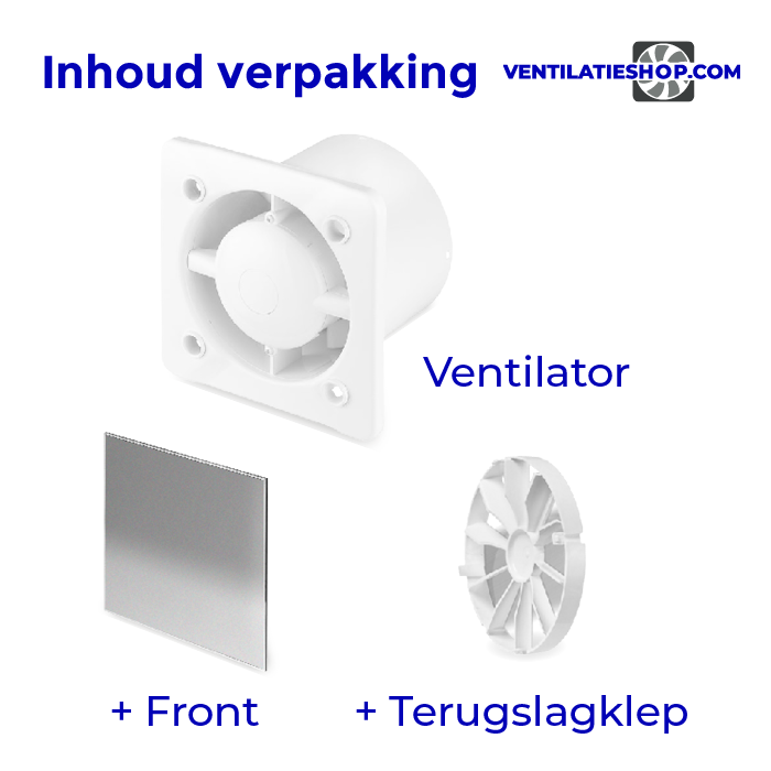 Pro-Design badkamer/toilet ventilator - MET TIMER (KW100T) - Ø100mm - RVS vlak