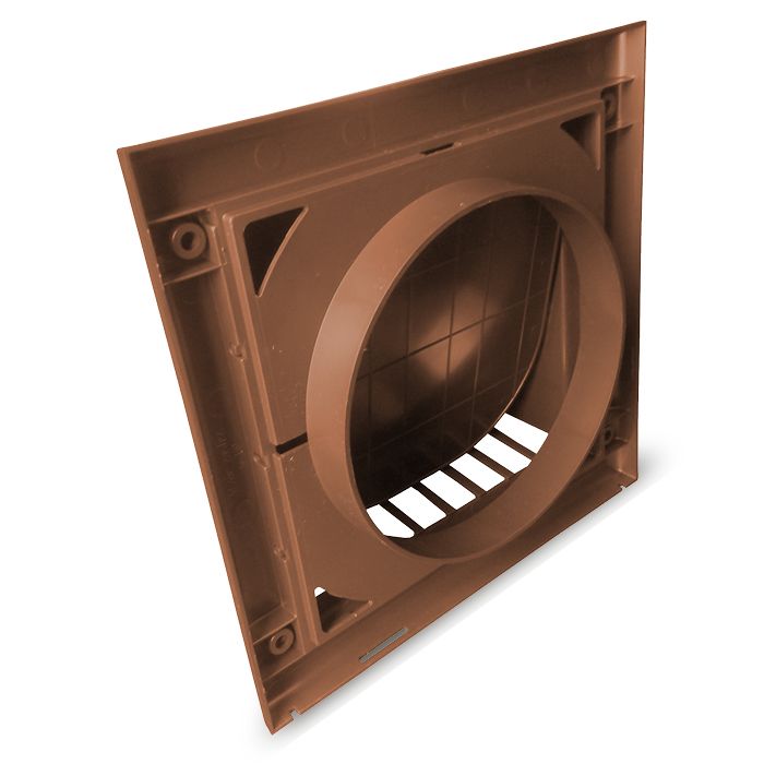 Kunststof gevelkap met klep - Bruin - achteraansluiting Ø 150mm Kunststof gevelkap met klep - Bruin - achteraansluiting Ø 150mm