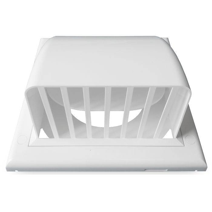 Kunststof gevelkap met klep - Wit - achteraansluiting Ø 100mm Kunststof gevelkap met klep - Wit - achteraansluiting Ø 100mm