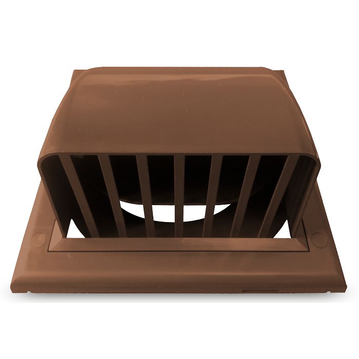 Kunststof gevelkap met klep - Bruin - achteraansluiting Ø 150mm Kunststof gevelkap met klep - Bruin - achteraansluiting Ø 150mm