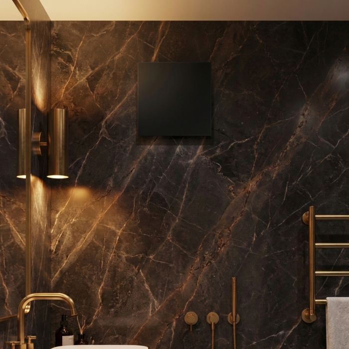 Whisper Pro-Design badkamerventilator - Ø100mm - met nalooptimer - vlak kunststof - mat zwart - zwarte ventilator