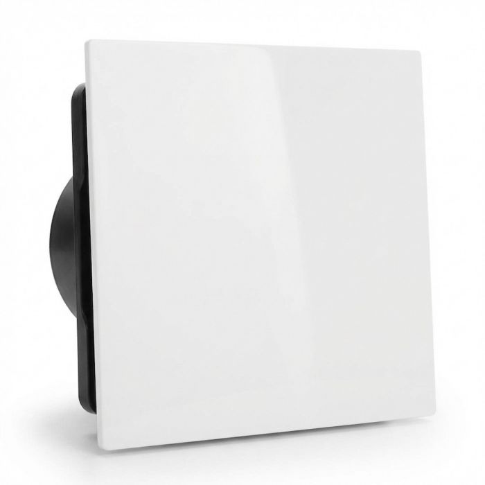 Whisper Pro-Design badkamerventilator - Ø125mm - met nalooptimer - vlak kunststof - wit - zwarte ventilator