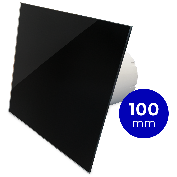 Pro-Design badkamer/toilet ventilator - STANDAARD (KW100) - Ø100mm - vlak GLAS - glans zwart