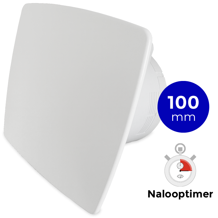 Pro-Design badkamer/toilet ventilator - MET TIMER (KW100T) - Ø100mm - WIT *Bold-Line*