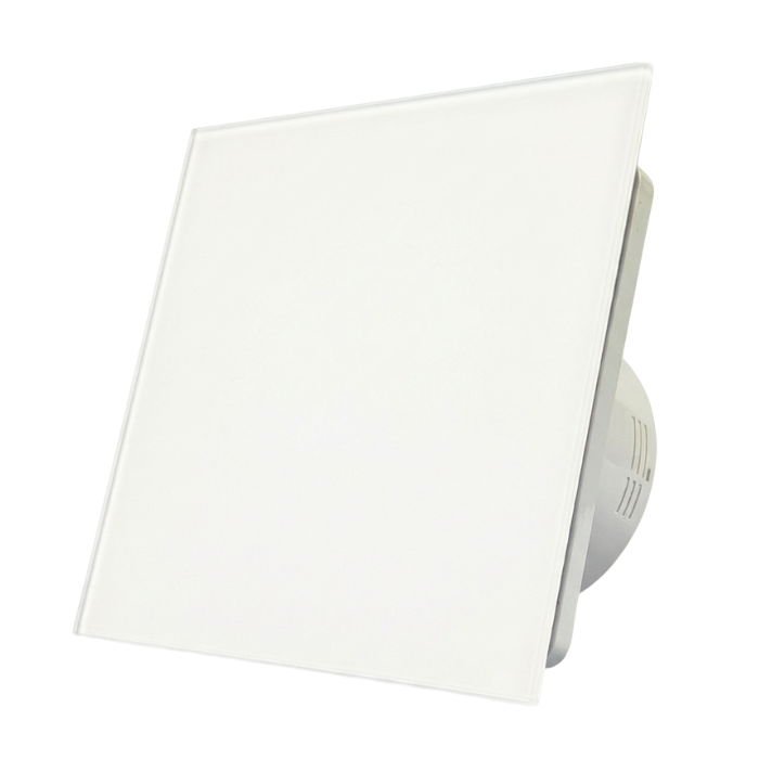 Whisper Pro-Design badkamerventilator - Ø125mm - met nalooptimer - vlak glas - mat wit Whisper Pro-Design badkamerventilator - Ø125mm - met nalooptimer - vlak glas - mat wit