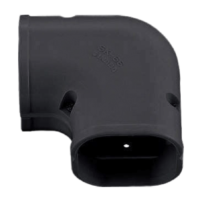 Airco lange vlakke bocht 90 graden - ZWART (SK-77-K)