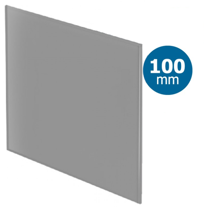 Whisper Design ventilatierooster vierkant (afvoer & toevoer) Ø100mm - vlak GLAS - mat grijs
