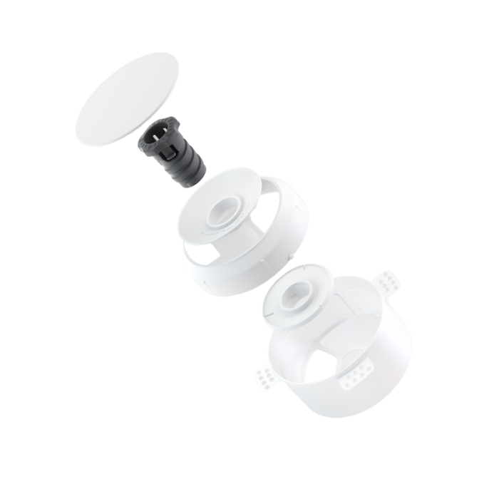 NoShow Instucbaar Designventiel 125mm - Low volume - Wit