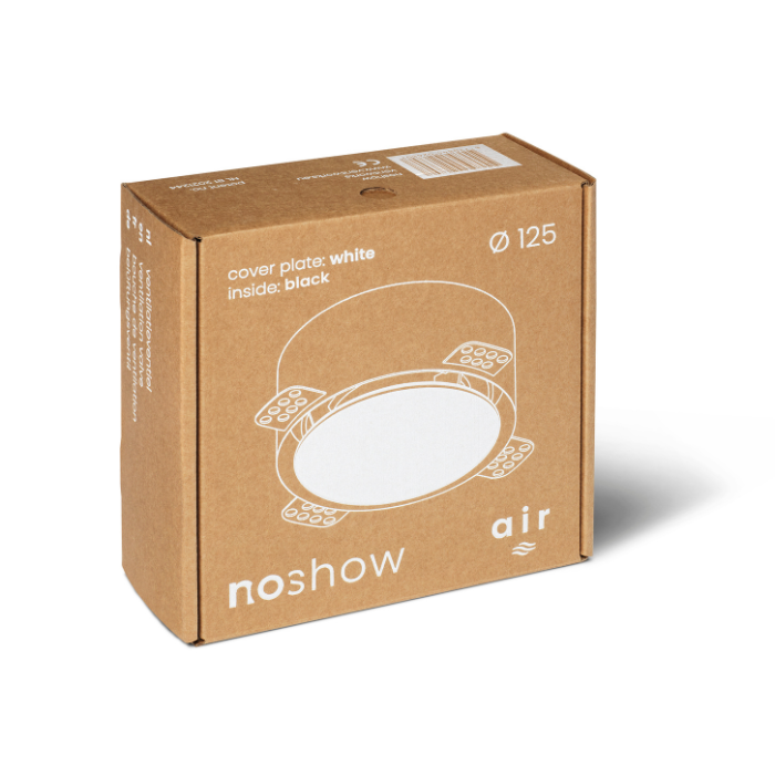 NoShow 2.0 instucbaar designventiel 125mm - toevoer/afvoer - ZWART 