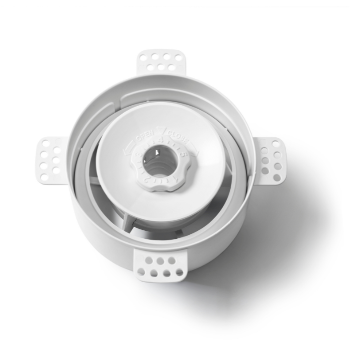 NoShow instucbaar designventiel 125mm - toevoer/afvoer - WIT