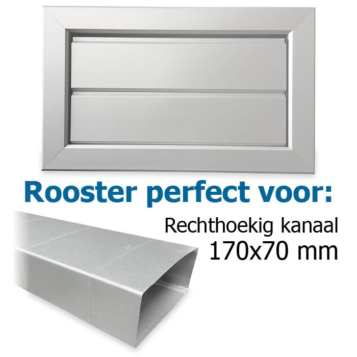 Overdrukrooster opbouw (BxH) 255 x 155mm - aluminium naturel geanodiseerd