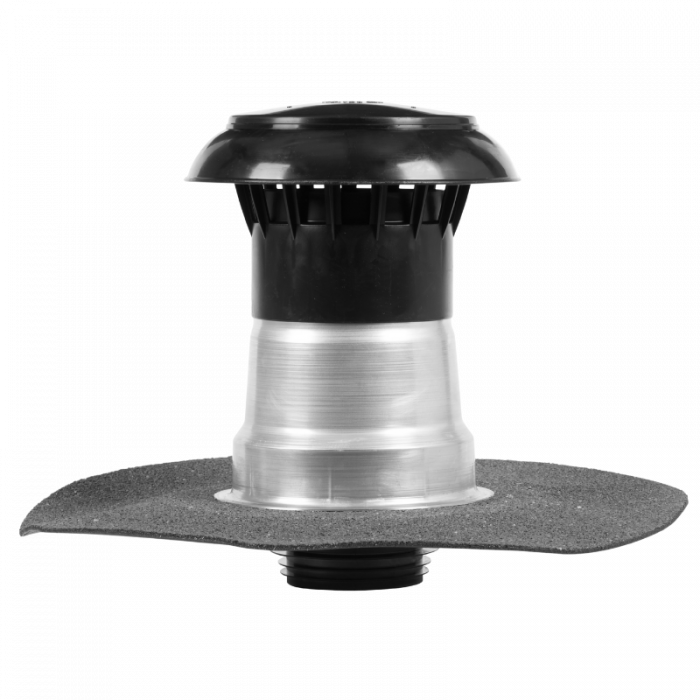 Platdak ontluchting dubbelwandig met kunststof kap - Bitumen - Ø 110-125mm