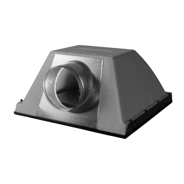 Plenumbox geïsoleerd "ISOBOX" met zij-aansluiting Ø200 voor roosters 595 x 595mm