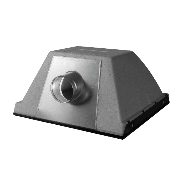 Plenumbox geïsoleerd "ISOBOX" met zij-aansluiting Ø125 voor roosters 595 x 595mm Plenumbox geïsoleerd "ISOBOX" met zij-aansluiting Ø125 voor roosters 595 x 595mm