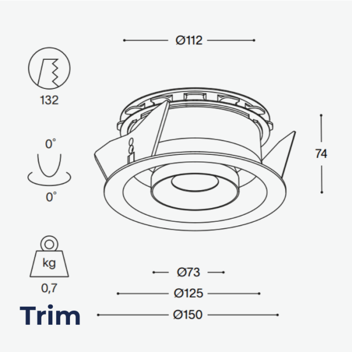 Prado - light + ventilation - Zwart - afvoerventiel - Ø 125mm