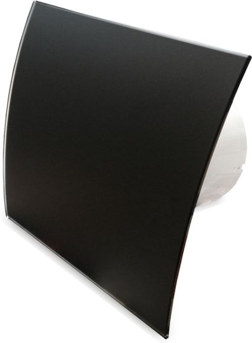 Pro-Design badkamer/toilet ventilator - STANDAARD (KW100) - Ø100mm - gebogen GLAS - mat zwart