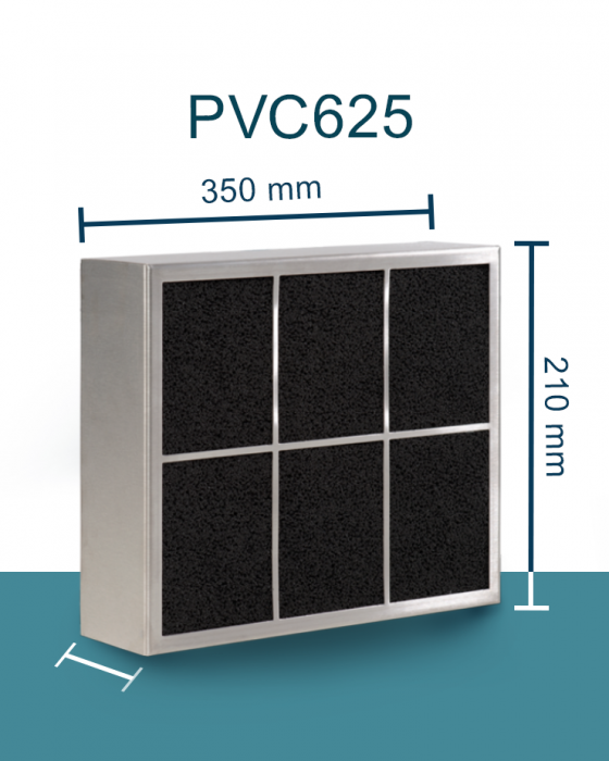 PuriVent CARRE filter voor inbouw afzuigkap - 625 m3/h - 350 x 250mm - aansluiting Ø 120mm PuriVent CARRE filter voor inbouw afzuigkap - 625 m3/h - 350 x 250mm - aansluiting Ø 120mm