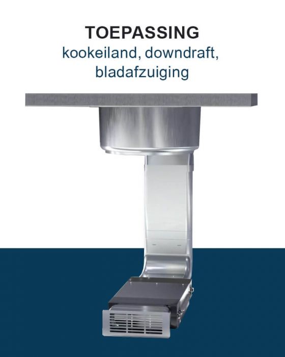PuriVent DOMINO filter voor kookplaat met ingebouwde afzuiging - 1250 m3/h - 280 x 92mm