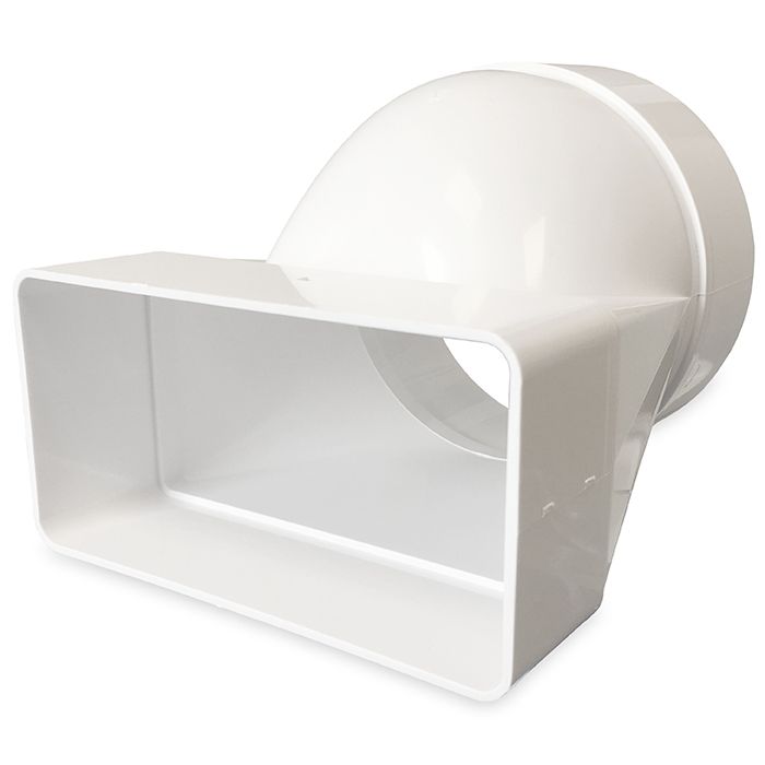 Kunststof verloop 120 x 60mm naar Ø 100mm - asymmetrisch Kunststof verloop 120 x 60mm naar Ø 100mm - asymmetrisch