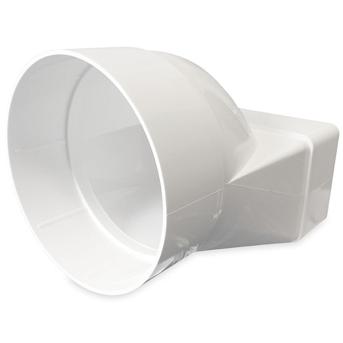 Kunststof verloop 120 x 60mm naar Ø 100mm - asymmetrisch Kunststof verloop 120 x 60mm naar Ø 100mm - asymmetrisch