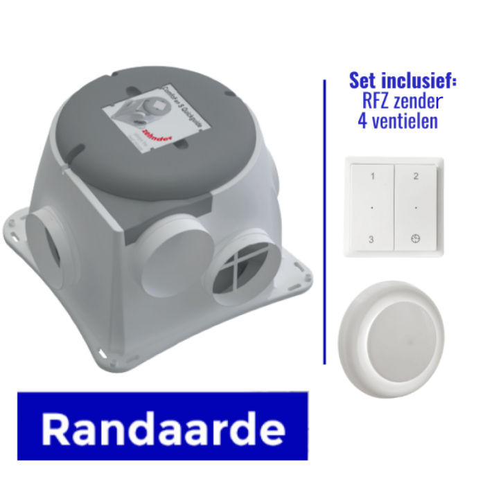 Zehnder Comfofan Silent 460 m3/h met vochtsensor - Set incl. RFZ zender & 4 luchtventielen (Randaarde)