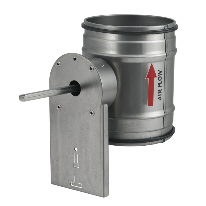 Regelklep Ø 160mm met motorstoel voor montage servomotor - luchtdicht - met afdichtingsrubber