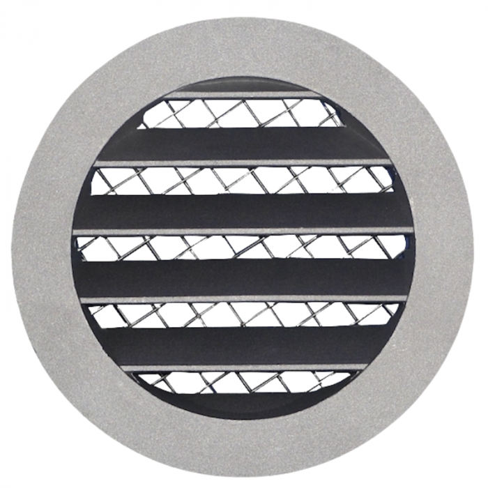 Rond buitenluchtrooster aluminium Ø 160mm met grofmazig gaas - hoge doorlaat Rond buitenluchtrooster aluminium Ø 160mm met grofmazig gaas - hoge doorlaat