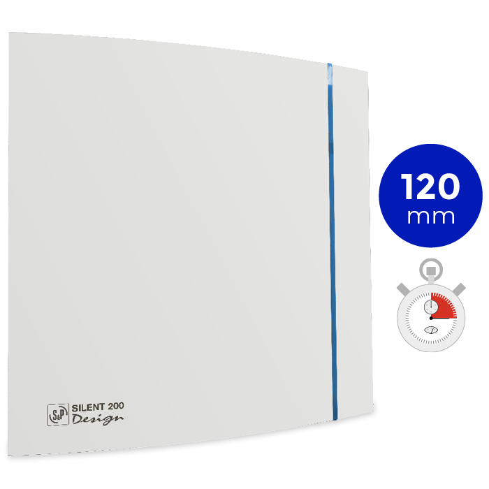 Design badkamerventilator Soler & Palau Silent (200CRZ) - Ø 120mm - MET TIMER