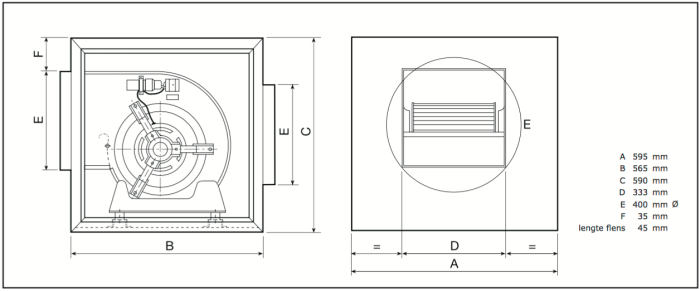 Chaysol Airbox Boxventilator UPE 10/10 CM-AL, 3200 m3/h, 550W/4P, 4.5A