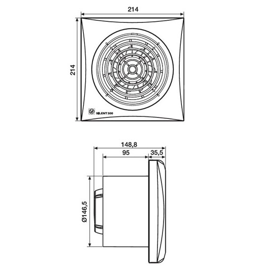 Badkamer/toilet ventilator Soler & Palau Silent (300CHZ) - Ø 150mm - MET TIMER + VOCHTSENSOR