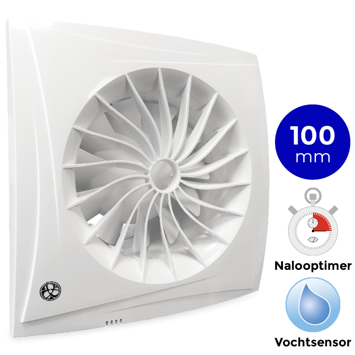 Badkamer ventilator Blauberg Sileo - Ø 100mm - MET TIMER + VOCHTSENSOR (SILEO100H)