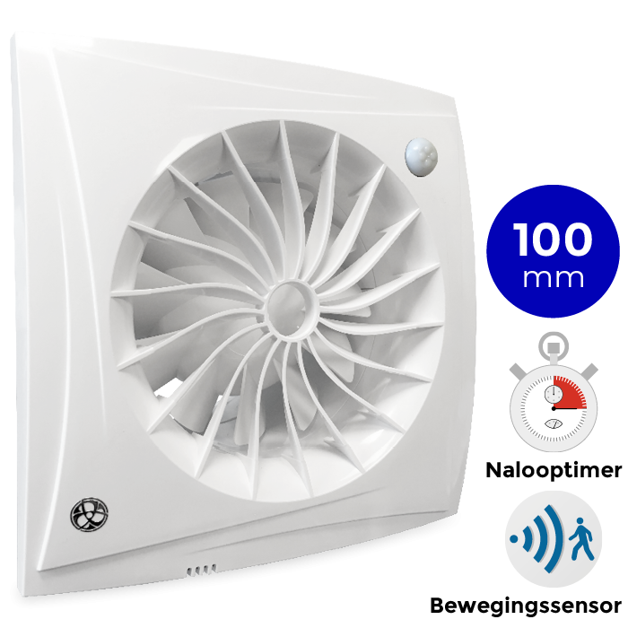 Badkamer ventilator Blauberg Sileo - Ø 100mm - MET TIMER + BEWEGINGSSENSOR (SILEO100IR)