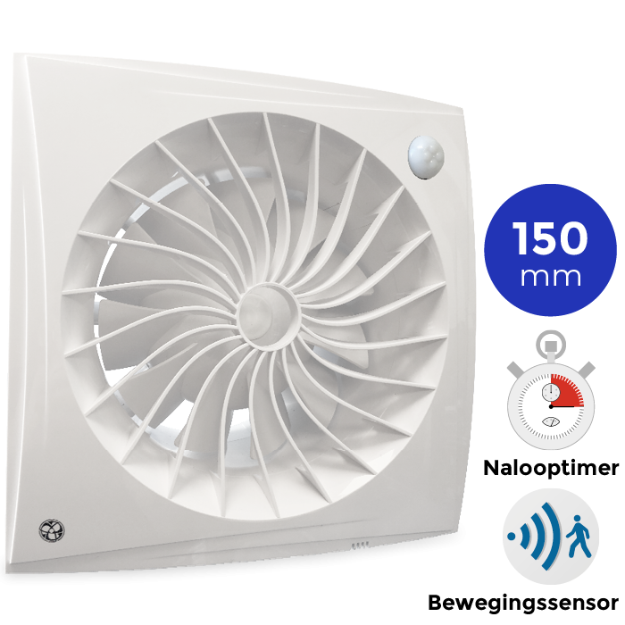 Badkamer ventilator Blauberg Sileo - Ø 150mm - 2-standen - MET TIMER + BEWEGINGSSENSOR (SILEO150IR)