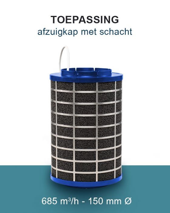 PuriVent SILO plasmafilter voor afzuigkap (schacht 180mm+) - 685 m3/h - aansluiting Ø 120mm