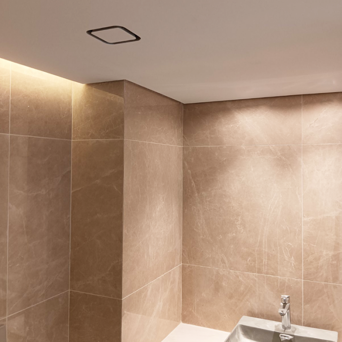 Whisper instucbaar designventiel - VIERKANT - 125mm - toevoer/afvoer - Wit - met plenumbox