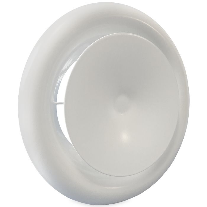 Rooster/ventiel (luchttoevoer) Ø 150mm staal - wit - MET VEER