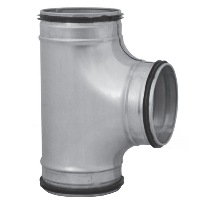 T-stuk 90º met rubberdichting Ø 180mm - Ø 180mm - Ø 180mm