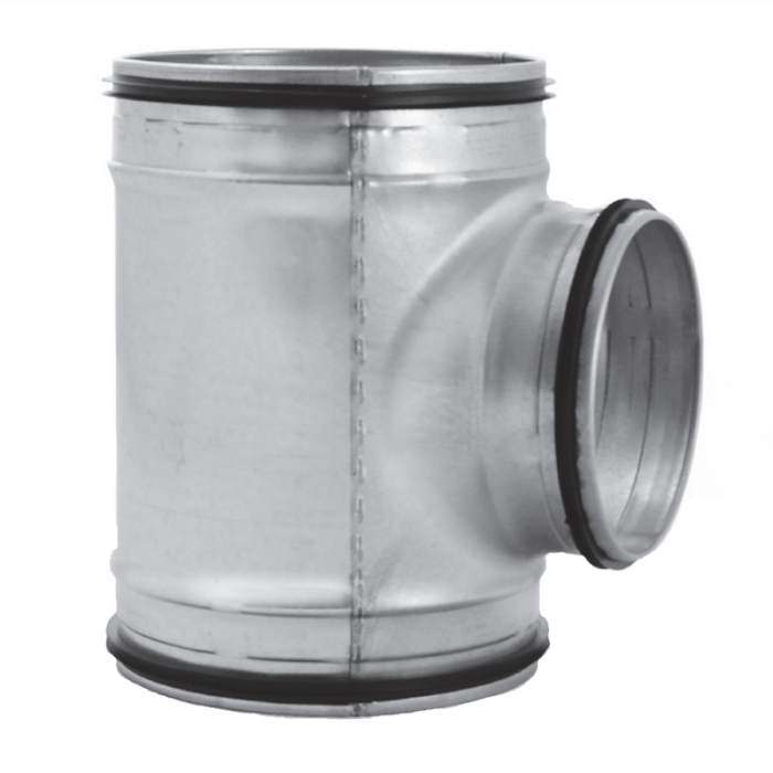 T-stuk 90º met rubberdichting Ø 250mm - Ø 250mm - Ø 200mm
