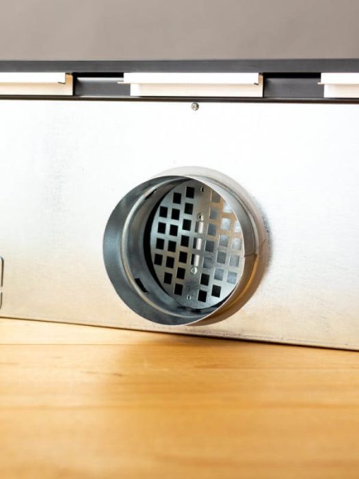 Instucbaar frameloos lijnrooster - 1200mm - geïsoleerde plenumbox 2x Ø125mm - TOEVOER & AFVOER Instucbaar frameloos lijnrooster - 1200mm - geïsoleerde plenumbox 2x Ø125mm - TOEVOER & AFVOER