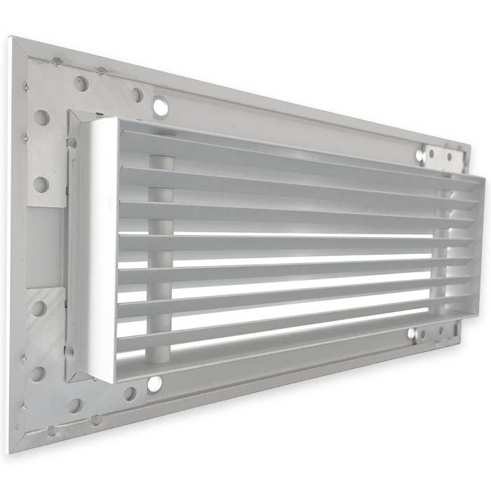 Tabletrooster inbouw voor gatmaat (BxH) 220 x 80mm - 45º lamellen - aluminium 