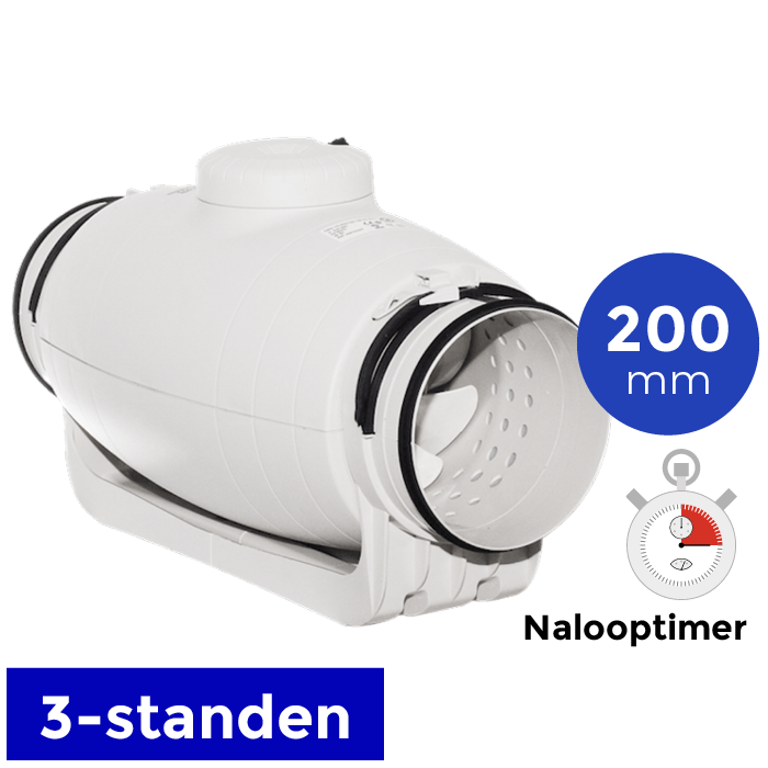 Soler & Palau Buisventilator TD-800/200-T Silent 3V (3-standen) met nalooptimer, diameter 200mm